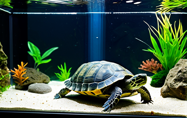**
A well-maintained aquarium with a healthy, fully clothed turtle basking under a UVB lamp. The tank is clean and features natural decorations. "Safe for work", "appropriate content", "fully clothed", "professional", "modest", "family-friendly", "perfect anatomy", "correct proportions", "natural pose", "well-formed hands", "proper finger count", "natural body proportions".
**