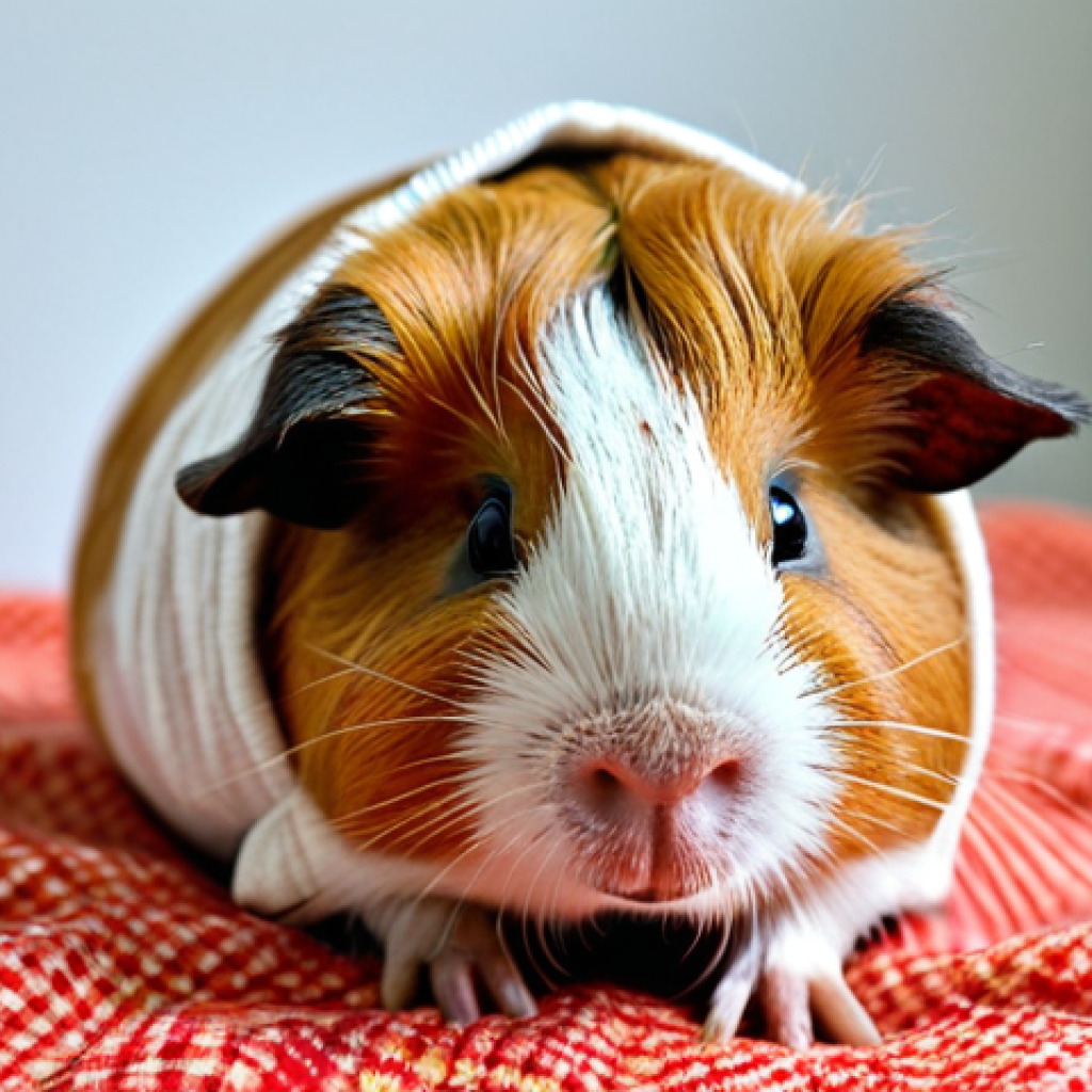 기니피그 비타민 보충제 - Guinea Pig with Vitamin C Deficiency (Scurvy)**
"A guinea pig, appearing visibly unwell, with du...