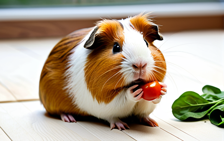기니피그 비타민 보충제 - Guinea Pig with Vitamin C Deficiency (Scurvy)**
    "A guinea pig, appearing visibly unwell, with du...
