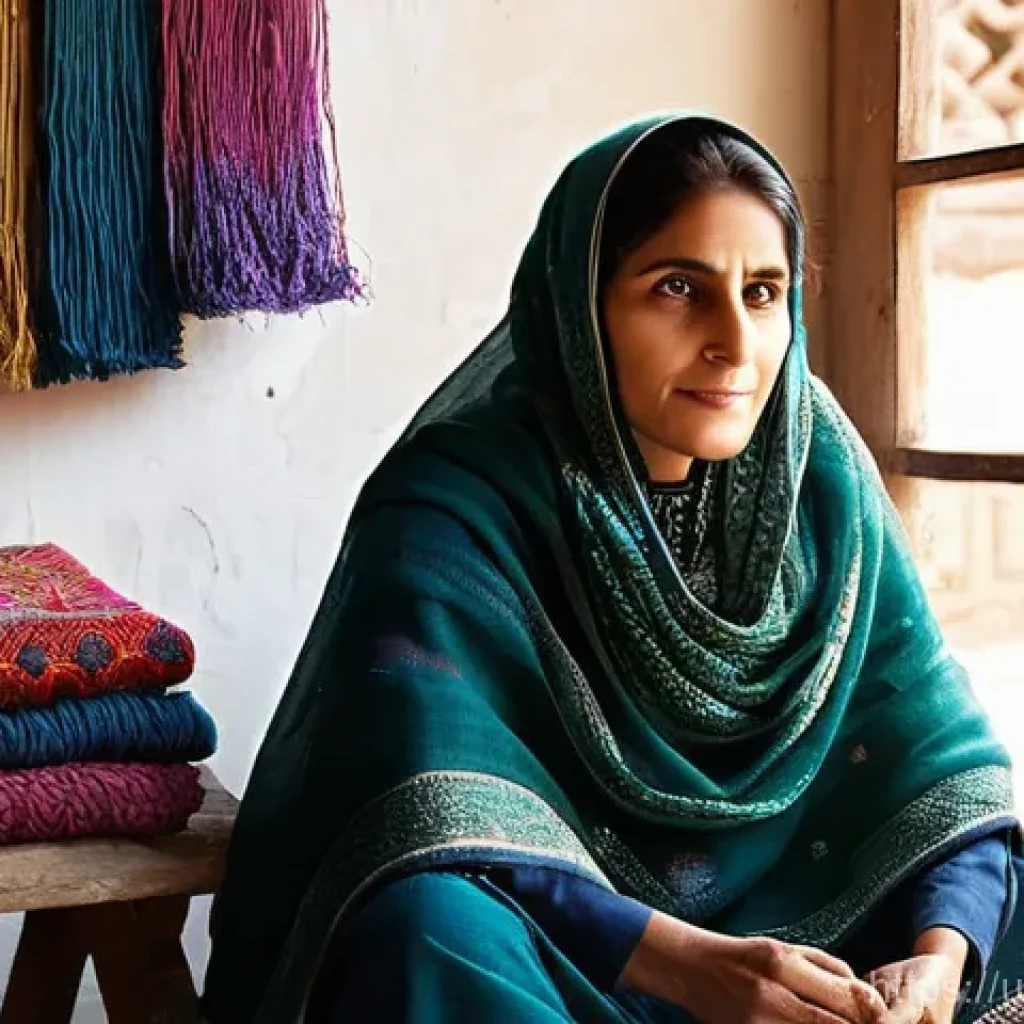 양털 수출 현황 - **Prompt 1: Timeless Craftsmanship and Heritage**
Generate an image of a Pakistani female artisa...