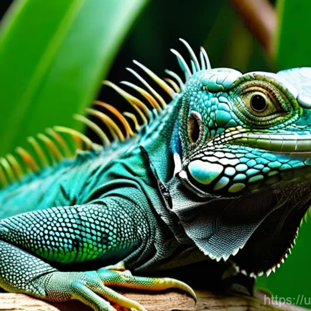 이구아나 성장 속도 - **Prompt 1: Early Growth and Ideal Habitat**
A captivating close-up of a vibrant, small green ig...